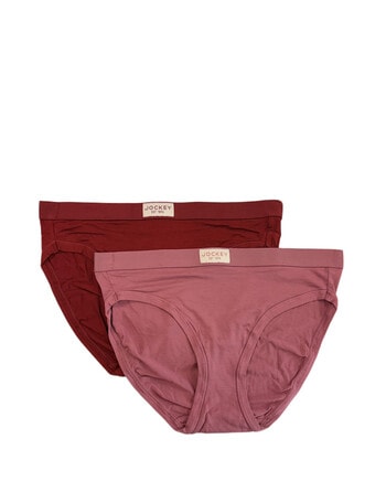 Jockey Woman Comfort Classic Bamboo Hi Cut Brief, 2-Pack, Cherry & Genesis product photo