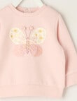 Teeny Weeny Swan Song Play Long-Sleeve Fleece Butterfly Sweatshirt, Pink product photo View 03 S