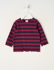 Teeny Weeny Swan Song Play Long-Sleeve Stripe Tee, Cherry & Navy product photo