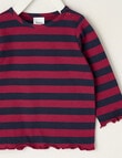 Teeny Weeny Swan Song Play Long-Sleeve Stripe Tee, Cherry & Navy product photo View 02 S