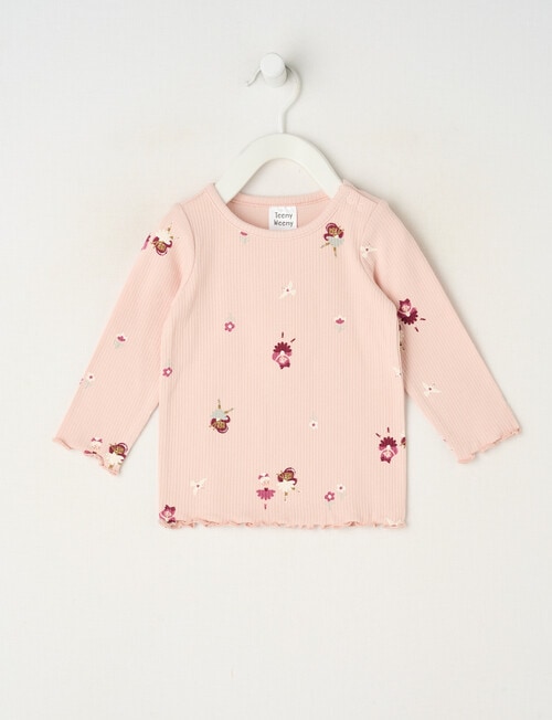 Teeny Weeny Swan Song Play Long-Sleeve Rib Fairy Tee, Pink product photo
