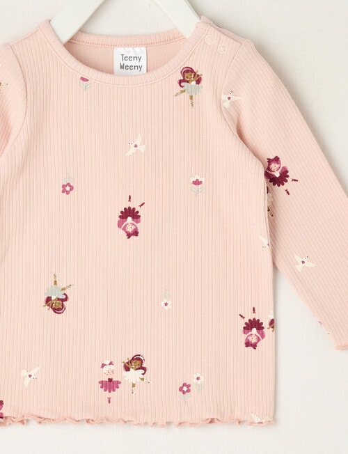 Teeny Weeny Swan Song Play Long-Sleeve Rib Fairy Tee, Pink product photo View 02 L