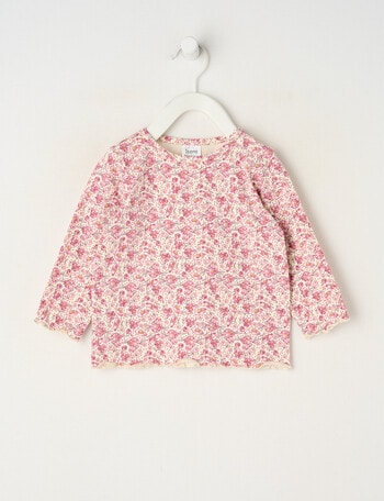 Teeny Weeny Swan Song Play Long-Sleeve Floral Tee, Pink product photo