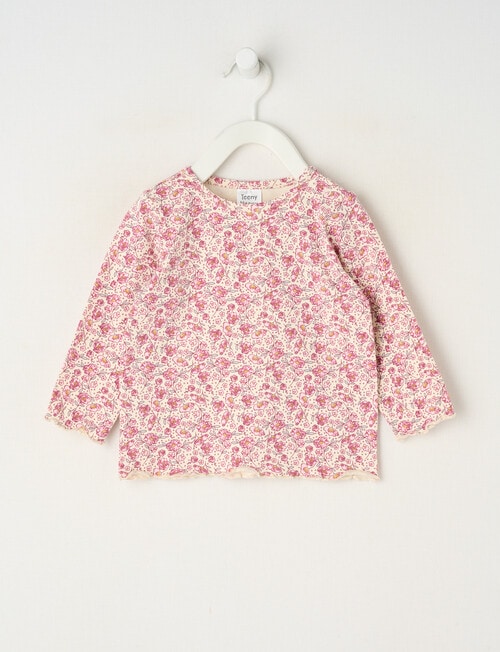 Teeny Weeny Swan Song Play Long-Sleeve Floral Tee, Pink product photo