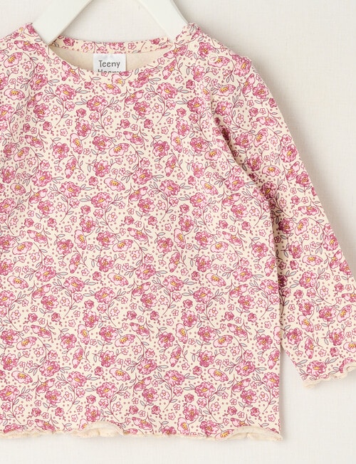 Teeny Weeny Swan Song Play Long-Sleeve Floral Tee, Pink product photo View 02 L