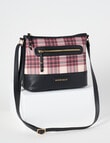 Boston + Bailey Boba Check Printed Crossbody Bag, Burgundy product photo