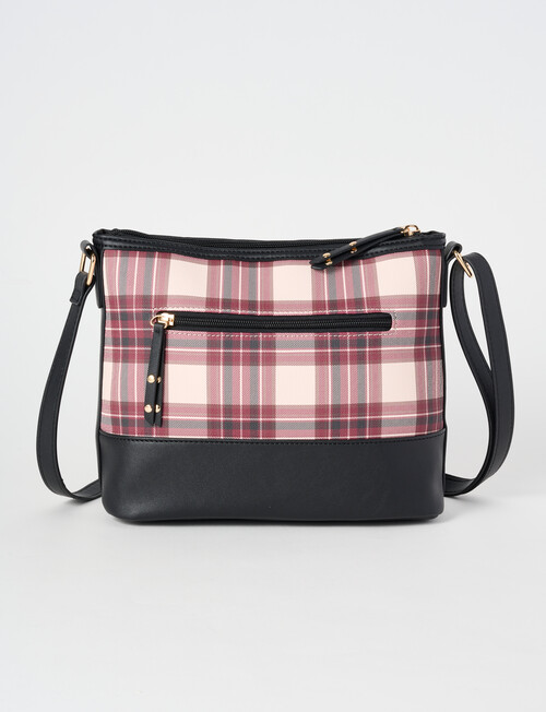 Boston + Bailey Boba Check Printed Crossbody Bag, Burgundy product photo View 02 L