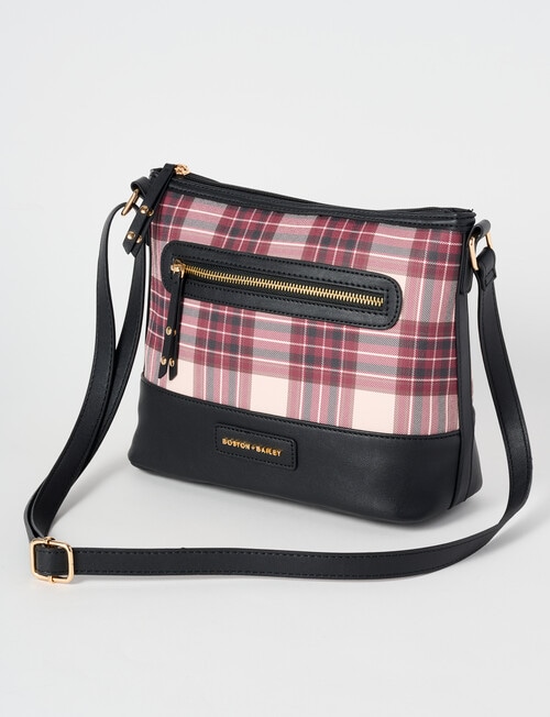 Boston + Bailey Boba Check Printed Crossbody Bag, Burgundy product photo View 03 L