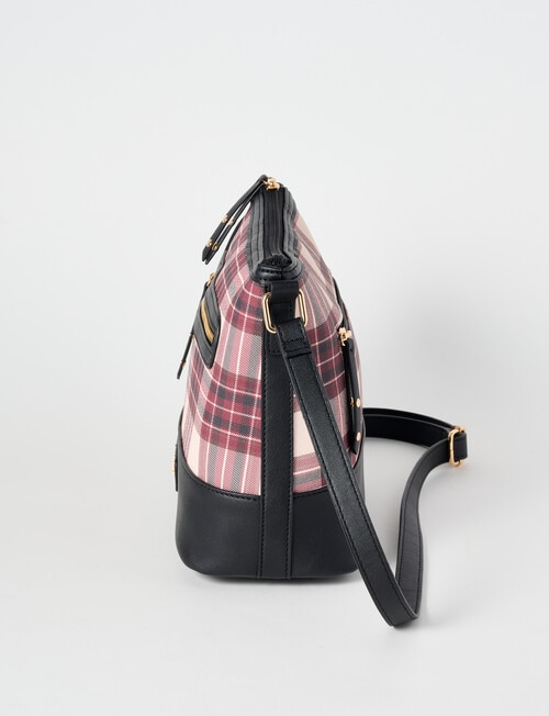 Boston + Bailey Boba Check Printed Crossbody Bag, Burgundy product photo View 04 L
