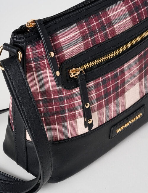 Boston + Bailey Boba Check Printed Crossbody Bag, Burgundy product photo View 05 L