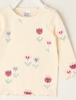 Teeny Weeny Swan Song Play Long-Sleeve Rib Tee Floral, Cream & Pink product photo View 02 S
