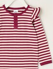 Teeny Weeny Swan Song Play Long-Sleeve Rib Frill Strip Tee, Cream & Cherry product photo View 02 S
