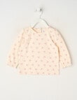 Teeny Weeny Swan Song Play Long-Sleeve Flower Tee, Cream & Pink product photo