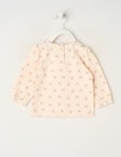 Teeny Weeny Swan Song Play Long-Sleeve Flower Tee, Cream & Pink product photo View 02 S