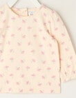 Teeny Weeny Swan Song Play Long-Sleeve Flower Tee, Cream & Pink product photo View 03 S