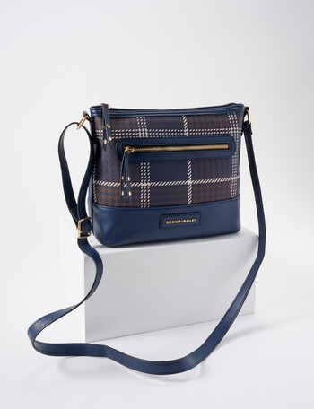Boston + Bailey Boba Check Printed Crossbody Bag, Navy product photo