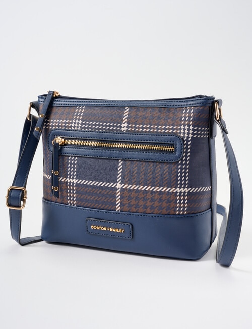 Boston + Bailey Boba Check Printed Crossbody Bag, Navy product photo View 03 L