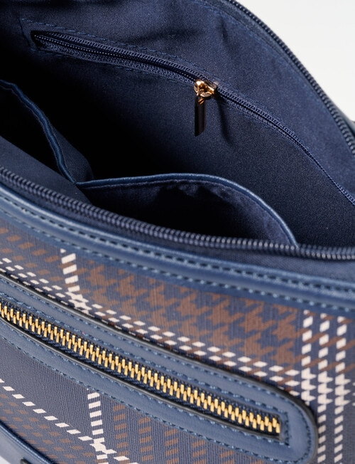 Boston + Bailey Boba Check Printed Crossbody Bag, Navy product photo View 06 L