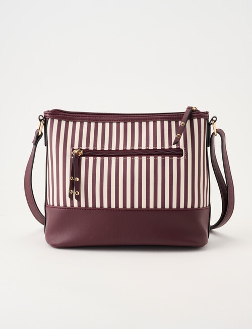 Boston + Bailey Stripe Printed Crossbody Bag, Burgundy & Tan product photo View 02 L