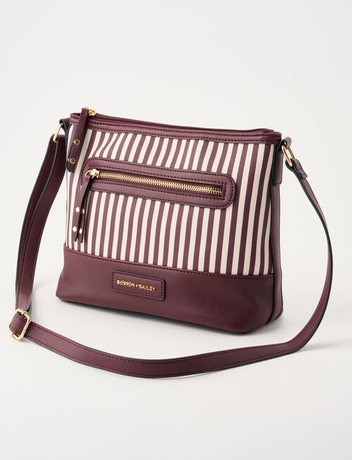Boston + Bailey Stripe Printed Crossbody Bag, Burgundy & Tan product photo View 03 L