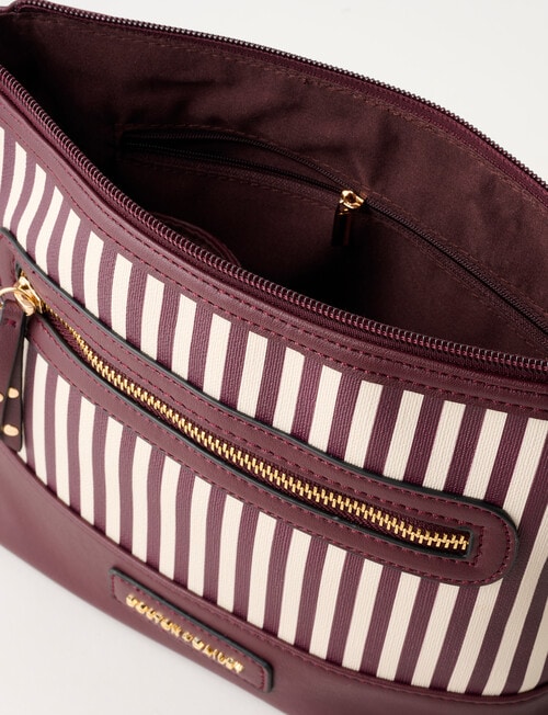 Boston + Bailey Stripe Printed Crossbody Bag, Burgundy & Tan product photo View 06 L