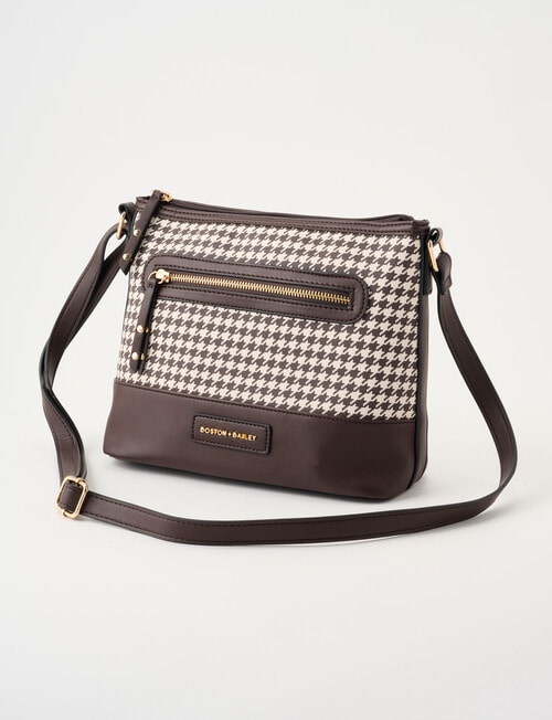 Boston + Bailey Houndstooth Printed Crossbody Bag, Espresso Houndstooth product photo View 03 L