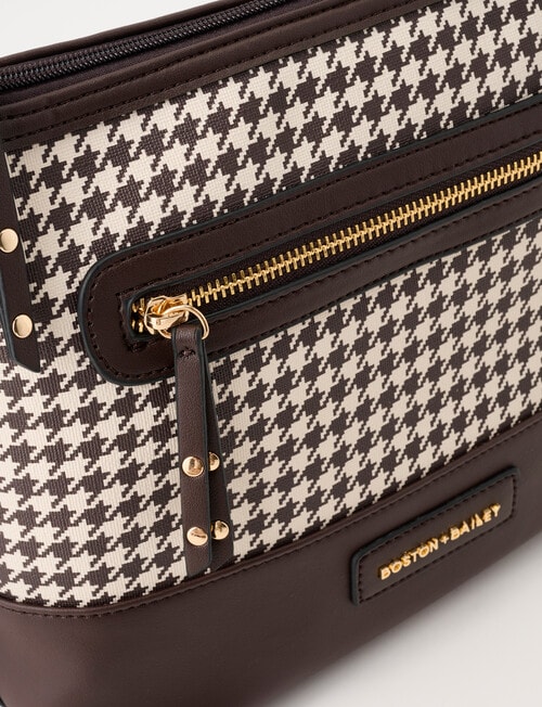 Boston + Bailey Houndstooth Printed Crossbody Bag, Espresso Houndstooth product photo View 05 L