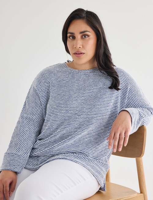 Studio Curve Textured 2 Tone Top, Light Blue product photo