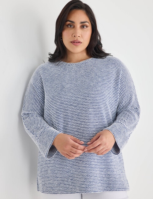 Studio Curve Textured 2 Tone Top, Light Blue product photo View 04 L
