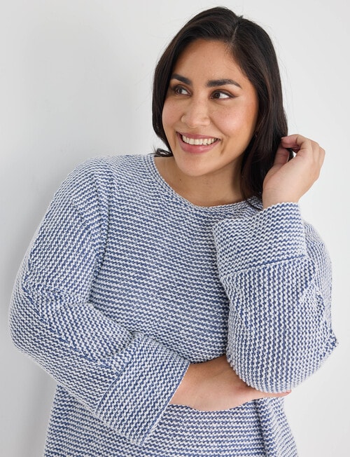 Studio Curve Textured 2 Tone Top, Light Blue product photo View 06 L