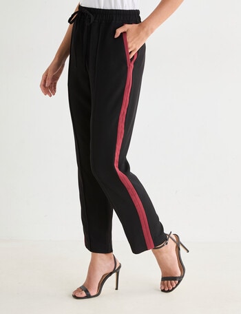 Whistle Tapered Side Stripe Pant, Black & Sangria product photo