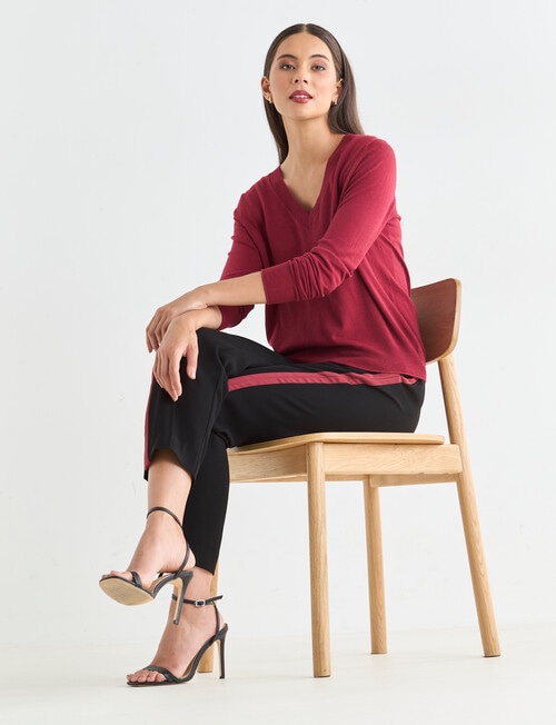 Whistle Tapered Side Stripe Pant, Black & Sangria product photo View 03 L