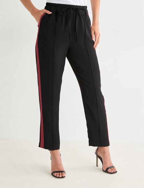 Whistle Tapered Side Stripe Pant, Black & Sangria product photo View 06 L