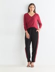 Whistle Tapered Side Stripe Pant, Black & Sangria product photo View 07 S