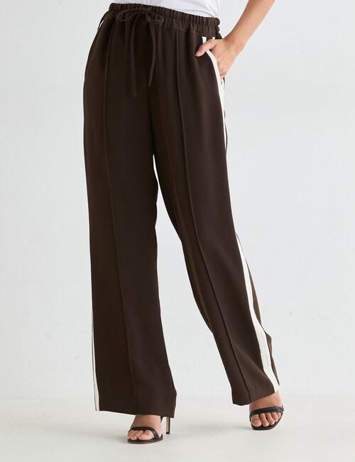 Whistle Straight Leg Side Stripe Pant, Shorter Length, Cacao & Ivory product photo