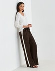 Whistle Straight Leg Side Stripe Pant, Shorter Length, Cacao & Ivory product photo View 03 S