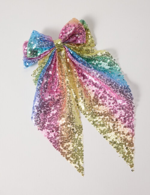 Mac & Ellie Sequin Bow Clip, Yellow, Pink & Blue product photo