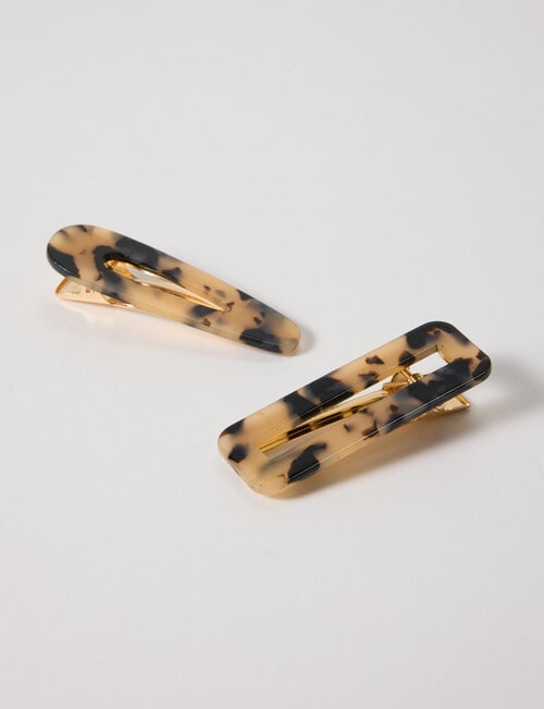 Mac & Ellie Animal Print Clips, 2-Piece, Beige & Black product photo