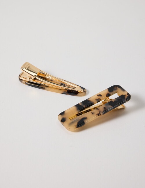 Mac & Ellie Animal Print Clips, 2-Piece, Beige & Black product photo View 02 L