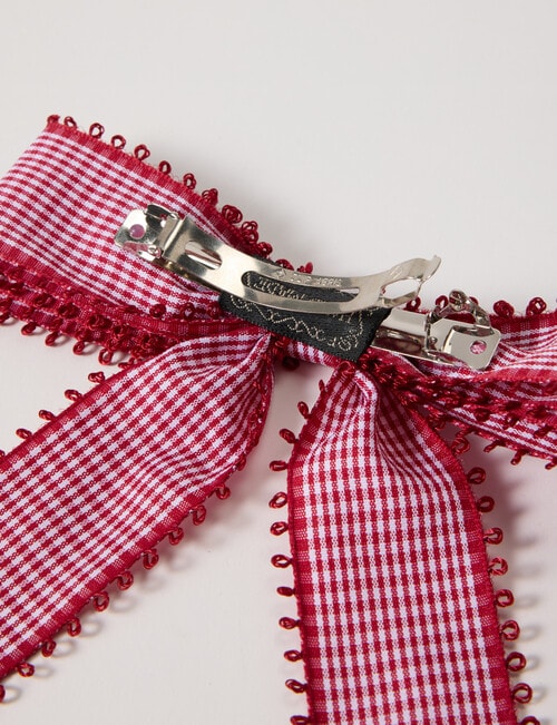 Mac & Ellie Checkered Bow Clip, Red product photo View 02 L