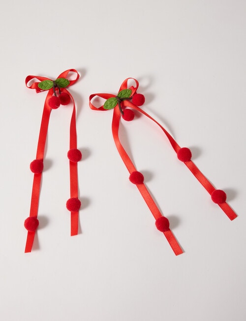 Mac & Ellie Cherry Bow Clip, 2-Piece, Red product photo