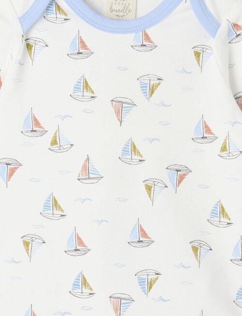 Little Bundle Essentials Stretch Cotton Long-Sleeve Sail Boat Bodysuit product photo View 02 L