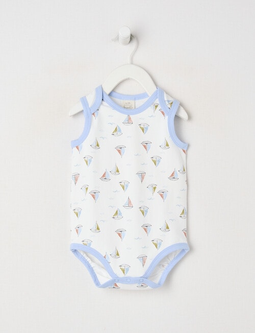 Little Bundle Essentials Stretch Cotton Short-Sleeve Sail Boat Bodysuit product photo