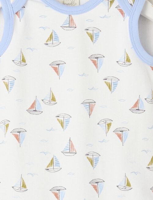 Little Bundle Essentials Stretch Cotton Short-Sleeve Sail Boat Bodysuit product photo View 02 L