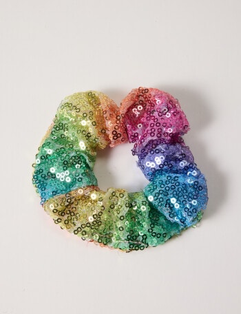 Mac & Ellie Sequin Scrunchie Hair Tie, Blue product photo