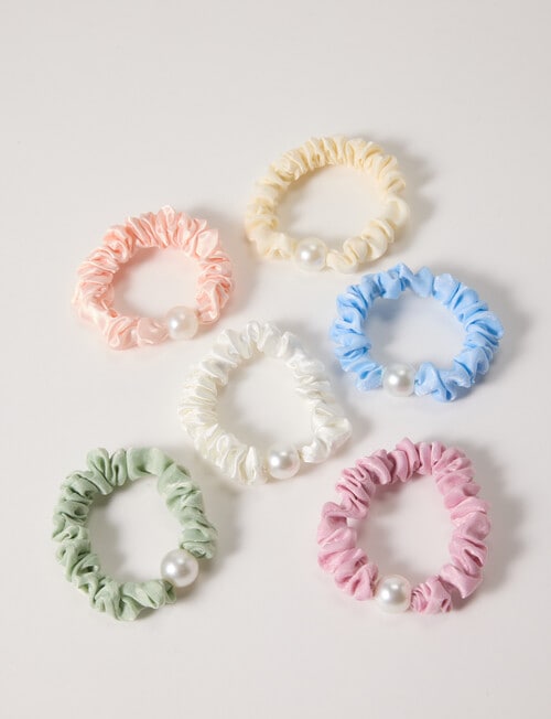 Mac & Ellie Pearl Hair Ties, 6-Piece, Assorted Colours product photo