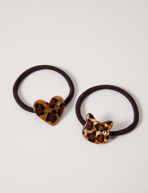 Mac & Ellie Animal Print Hair Ties, 2-Piece, Black product photo