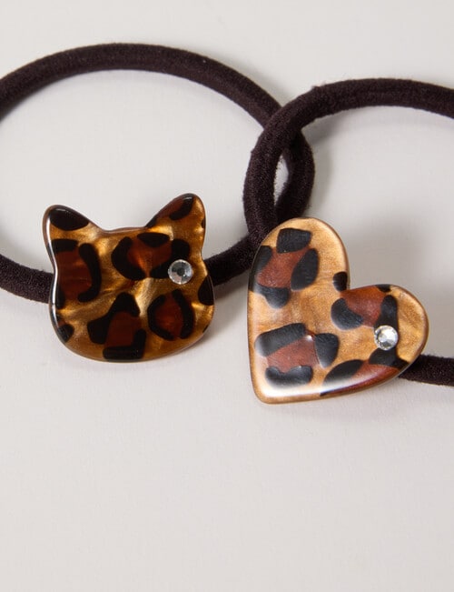 Mac & Ellie Animal Print Hair Ties, 2-Piece, Black product photo View 02 L