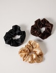 Mac & Ellie Satin Hair Scrunchies, 3-Piece, Brown product photo
