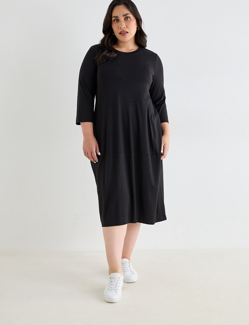 Studio Curve Panelled Dress, Black product photo View 03 L